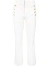 Derek Lam 10 Crosby Robertson Cropped Flare Trousers With Sailor Buttons In White