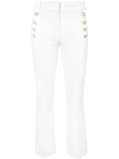 Derek Lam 10 Crosby Dressing Gownrtson Cropped Flare Trousers With Sailor Buttons In White
