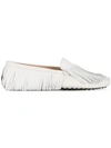 TOD'S TOD'S FRINGED SLIP-ON LOAFERS - WHITE,XXW00G0Y720CZM12777322