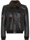 SAINT LAURENT Leather flight jacket with patches,504063YC2JX12523451