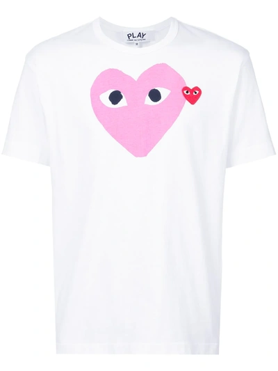 Comme Des Garçons Play Heart Print T-shirt In White