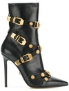 VERSACE BUCKLED ANKLE BOOTS,DSR616PDVT2P12764495