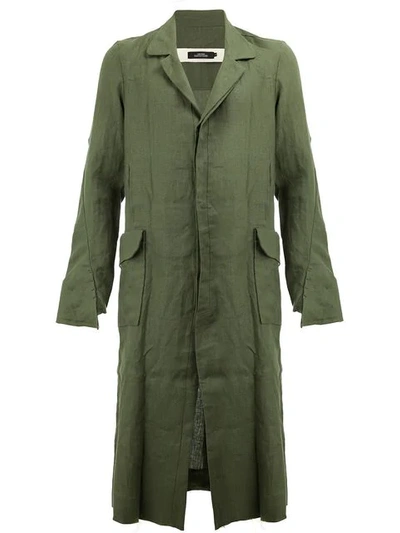 A New Cross Creased Single-breasted Coat - Green