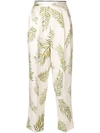 FORTE FORTE FEATHER PRINT TROUSERS,5594MYPANTS12774598