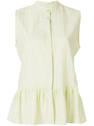 Ps By Paul Smith Sleeveless Stripe Blouse In Yellow