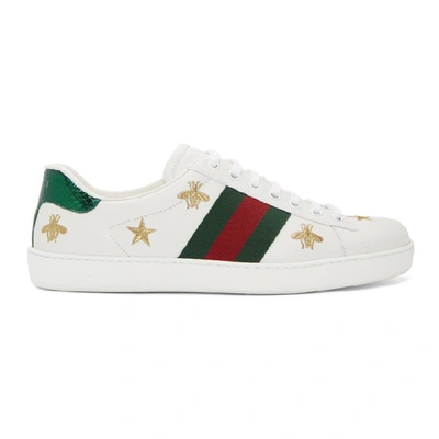 Gucci White Bee And Star New Ace Sneakers In White
