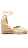 Soludos Canvas Ankle-wrap Wedge Espadrilles In Blush