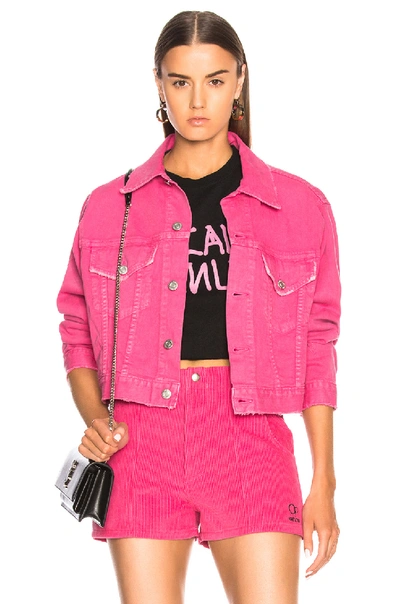 Adaptation Cropped Denim Jacket In Pink