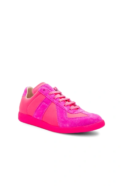 Maison Margiela Men's Neon Replica Low-top Sneakers In Pink