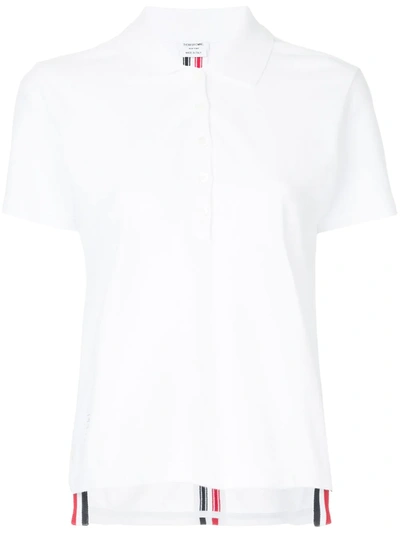Thom Browne Relaxed Fit Short Sleeve Polo With Center Back Red, White And Blue Stripe In Classic Pique