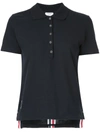 Thom Browne Striped Stretch Knit-trimmed Cotton-piqué Polo Shirt In Blue