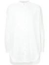 Saint Laurent Striped Tunisian Collar Shirt In White
