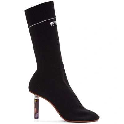 Vetements Black Lighter Heel Sock Boots In Black,multi