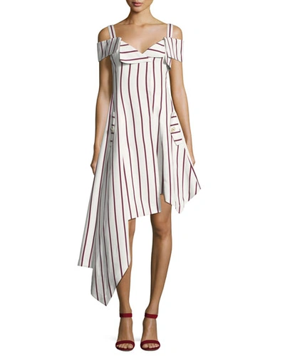Alexis Daniele Striped Asymmetrical Dress In Ivory