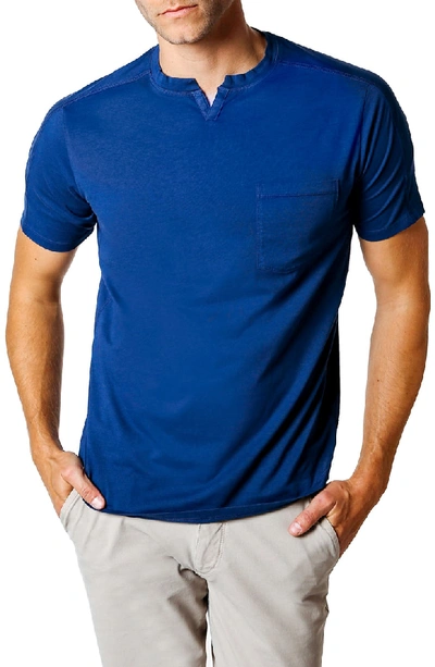 Good Man Brand Split Neck Pocket T-shirt In Blue
