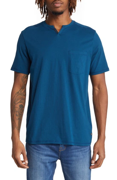 Good Man Brand Split Neck Pocket T-shirt In Blue