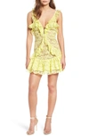 For Love & Lemons Tati Lace Ruffle Dress In Lemon