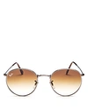 Ray Ban Ray-ban Unisex Gradient Round Sunglasses, 53mm In Gunmetal/brown