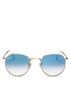 Ray Ban Ray-ban Unisex Gradient Round Sunglasses, 53mm In Gold/blue