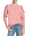 Alison Andrews Ruffle Cold-shoulder Sweatshirt In Mauve