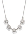 MARCHESA SILVER-TONE CRYSTAL & IMITATION PEARL CLUSTER COLLAR NECKLACE, 16" + 3" EXTENDER