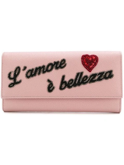 Dolce & Gabbana Printed Embellishment Purse In Pink
