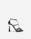 DOLCE & GABBANA SANDAL IN colour-CHANGING FABRIC AND PATENT LEATHER WITH SCULPTED HEEL,CR0599AS9558L678