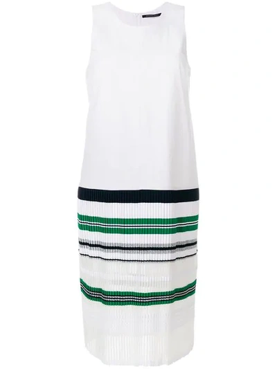 Antonino Valenti Paneled Cotton-blend Poplin And Striped Knitted Dress In White