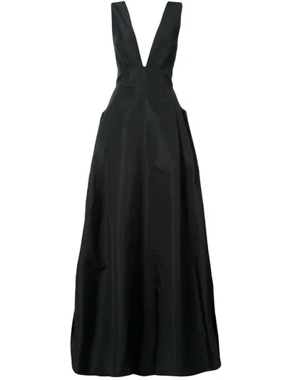 Carolina Herrera Sleeveless V-neck Ball Gown, Black