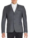The Kooples Brushed Three-button Wool Jacket In Grey