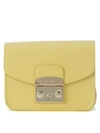 FURLA METROPOLIS MINI YELLOW LEATHER SHOULDER BAG,10539549