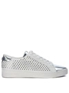 MICHAEL KORS IRVING WHITE AND SILVER SNEAKER WITH MICRO STARS,10539538