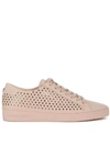 MICHAEL KORS IRVING PINK LEATHER SNEAKER WITH MICRO STARS,10539540