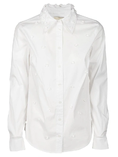 Michael Kors Michael  Floral Embellishment Shirt In White