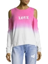 PEACE LOVE WORLD Ombre Cold Shoulder Top,0400095002964
