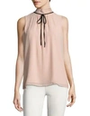 KARL LAGERFELD Tie Mock Neck Top,0400095588716