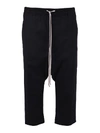 RICK OWENS BLACK CROPPED TROUSERS,10540768