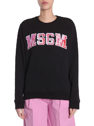 Msgm Round Collar Sweatshirt In Nero