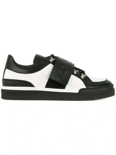 Balmain Men's Tricolor Low-top Leather Trainers In White