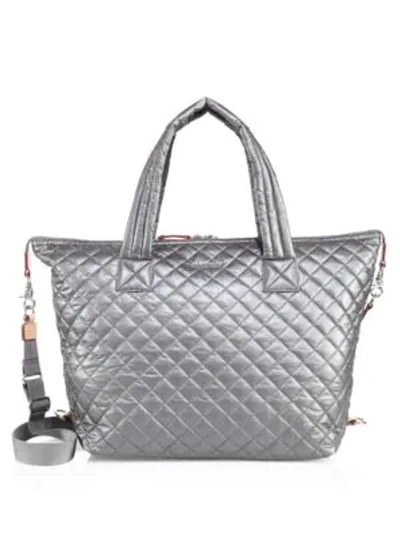 Mz Wallace Large Sutton Tote In Steel Grey/silver
