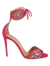 Aquazzura Jaipur Suede Ankle-strap Sandals In Azalea Pink