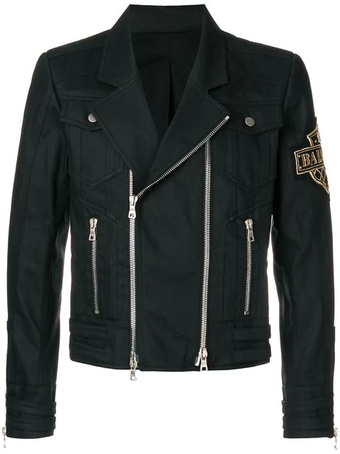 balmain denim biker jacket