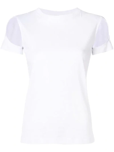 Helmut Lang Cut Out Sleeve T-shirt In White