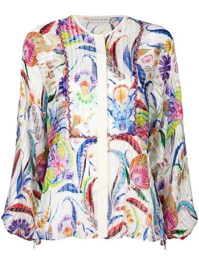 Etro Floral Printed Silk Georgette Shirt In Multicolor