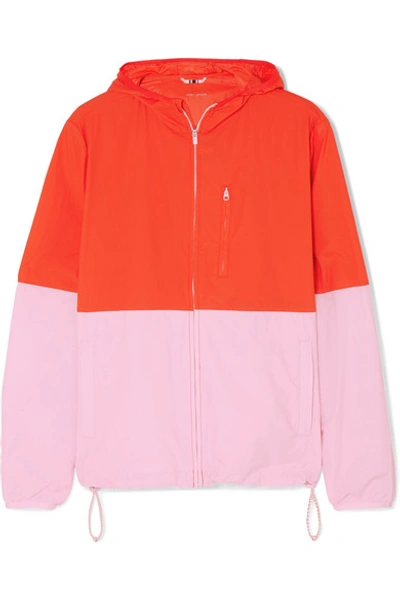 Tory Sport Hooded Two-tone Shell Jacket In Red