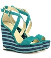 JIMMY CHOO PORTIA 120 SUEDE WEDGE SANDALS,P00313150