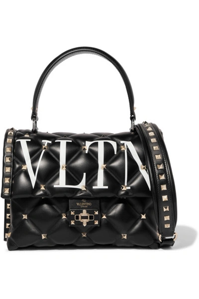 Valentino Garavani Vltn Rockstud Leather Shoulder Bag In Black