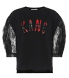 CHRISTOPHER KANE LACE-SLEEVED COTTON TOP,P00292976-2
