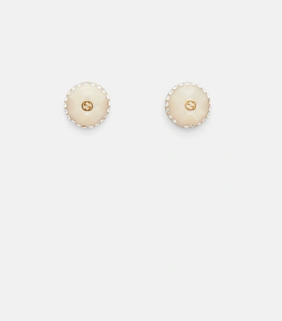 Gucci Faceted Crystal Earrings In White