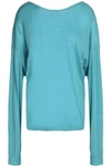 TIBI WOMAN BUTTON-DETAILED CASHMERE SWEATER TURQUOISE,GB 13331180551979025